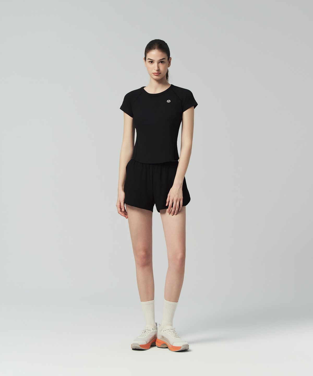 세르지오 타키니(SERGIO TACCHINI) W 립 슬림핏 반팔 티셔츠 (Black)