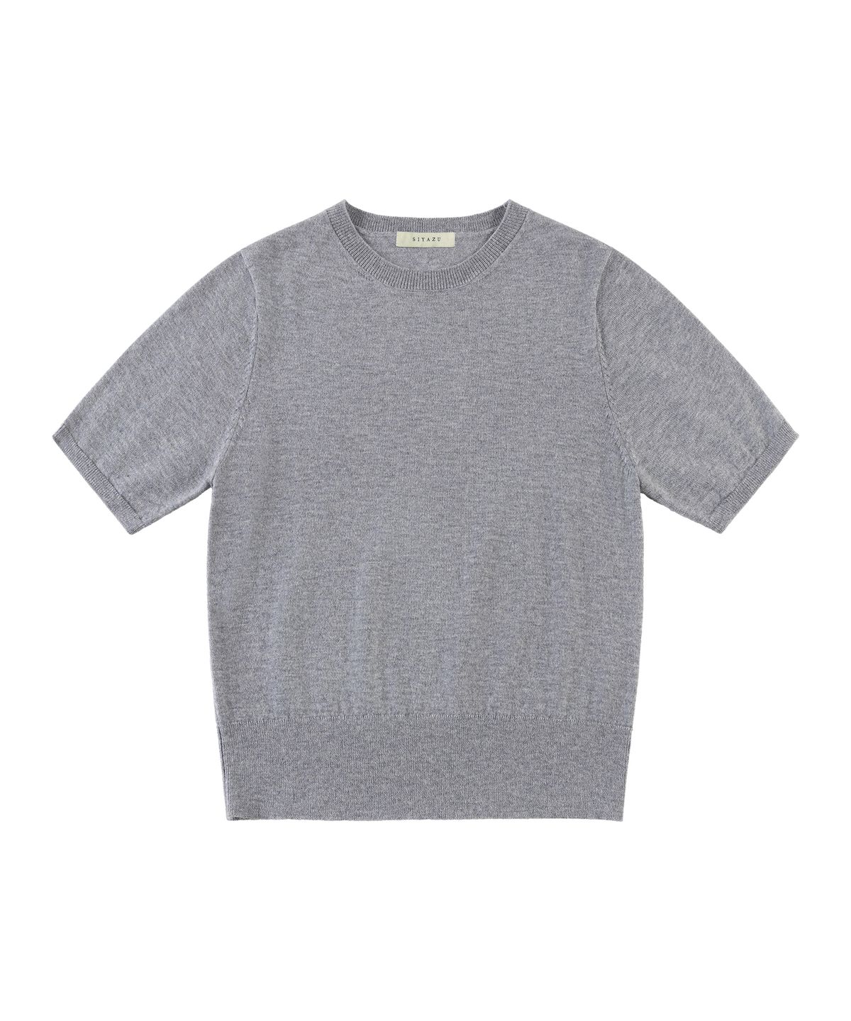 시야쥬(SIYAZU) SIKN2184 베이직 라운드넥 반팔 니트_Melange gray