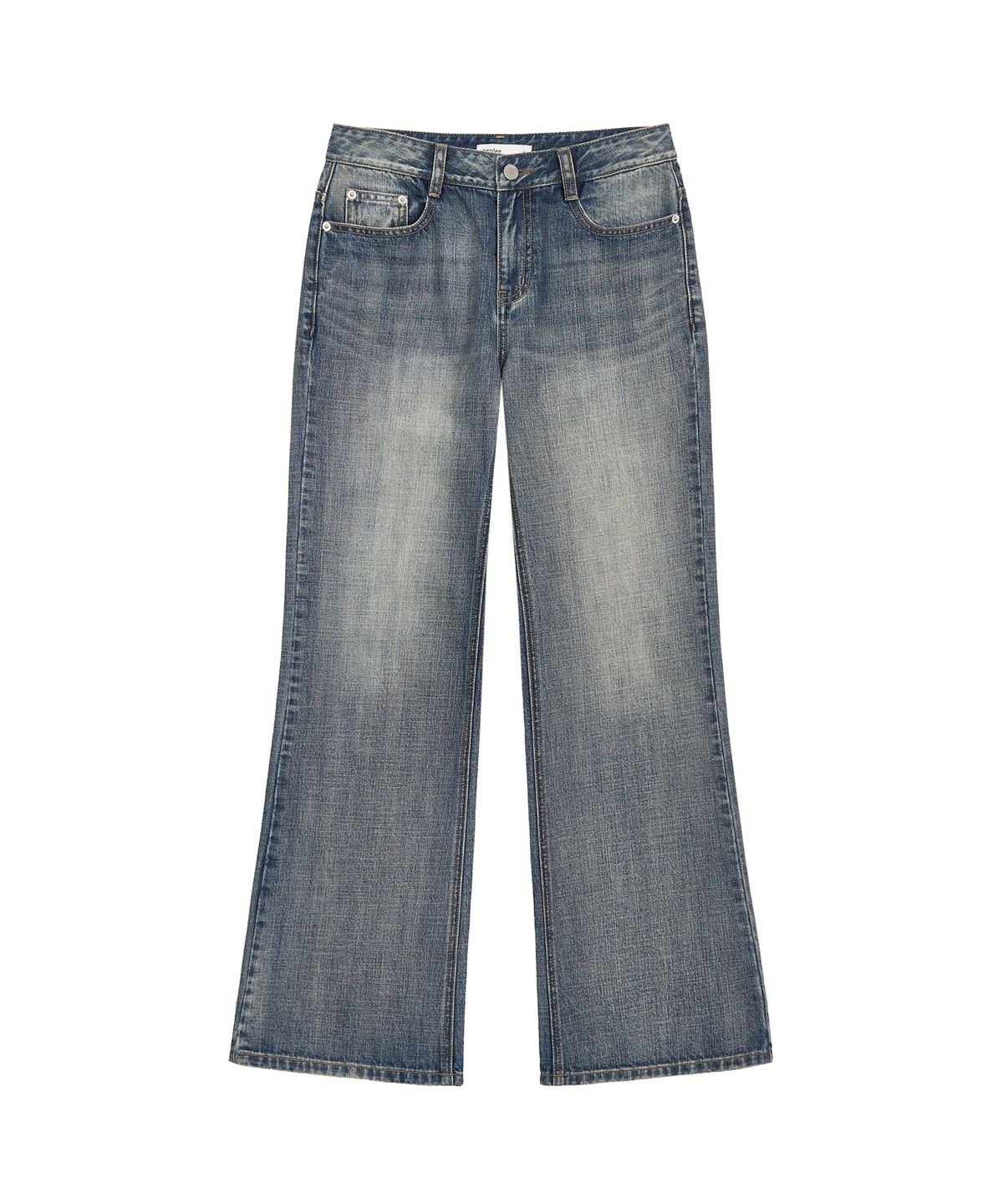 페플리(PEPLEE) Washed Denim Boots Cut Pants (Blue)