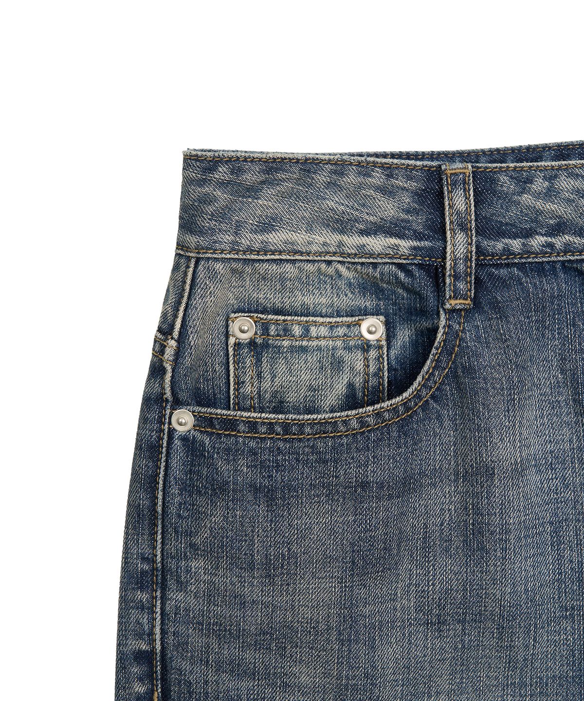 페플리(PEPLEE) Washed Denim Boots Cut Pants (Blue)