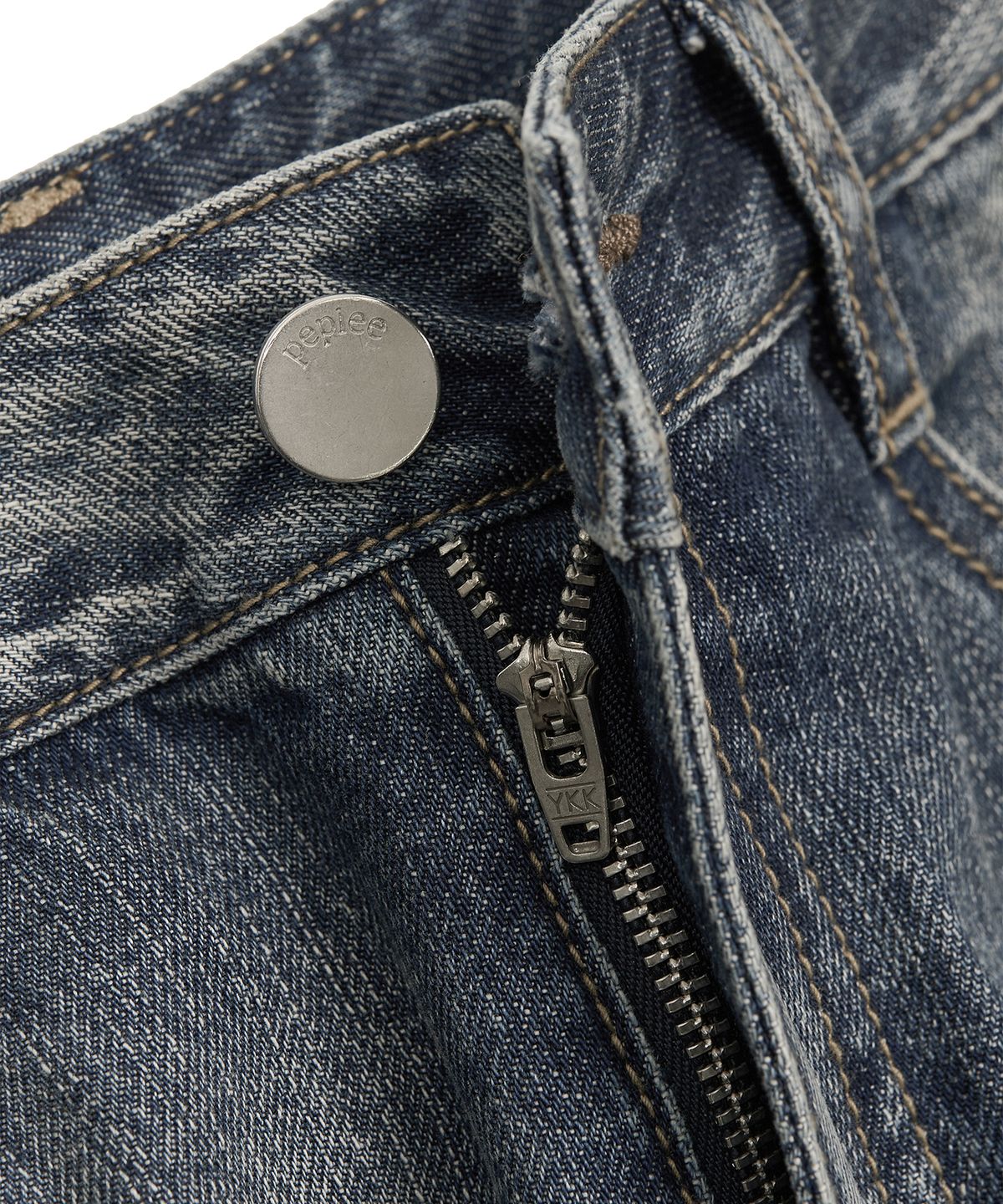 페플리(PEPLEE) Washed Denim Boots Cut Pants (Blue)