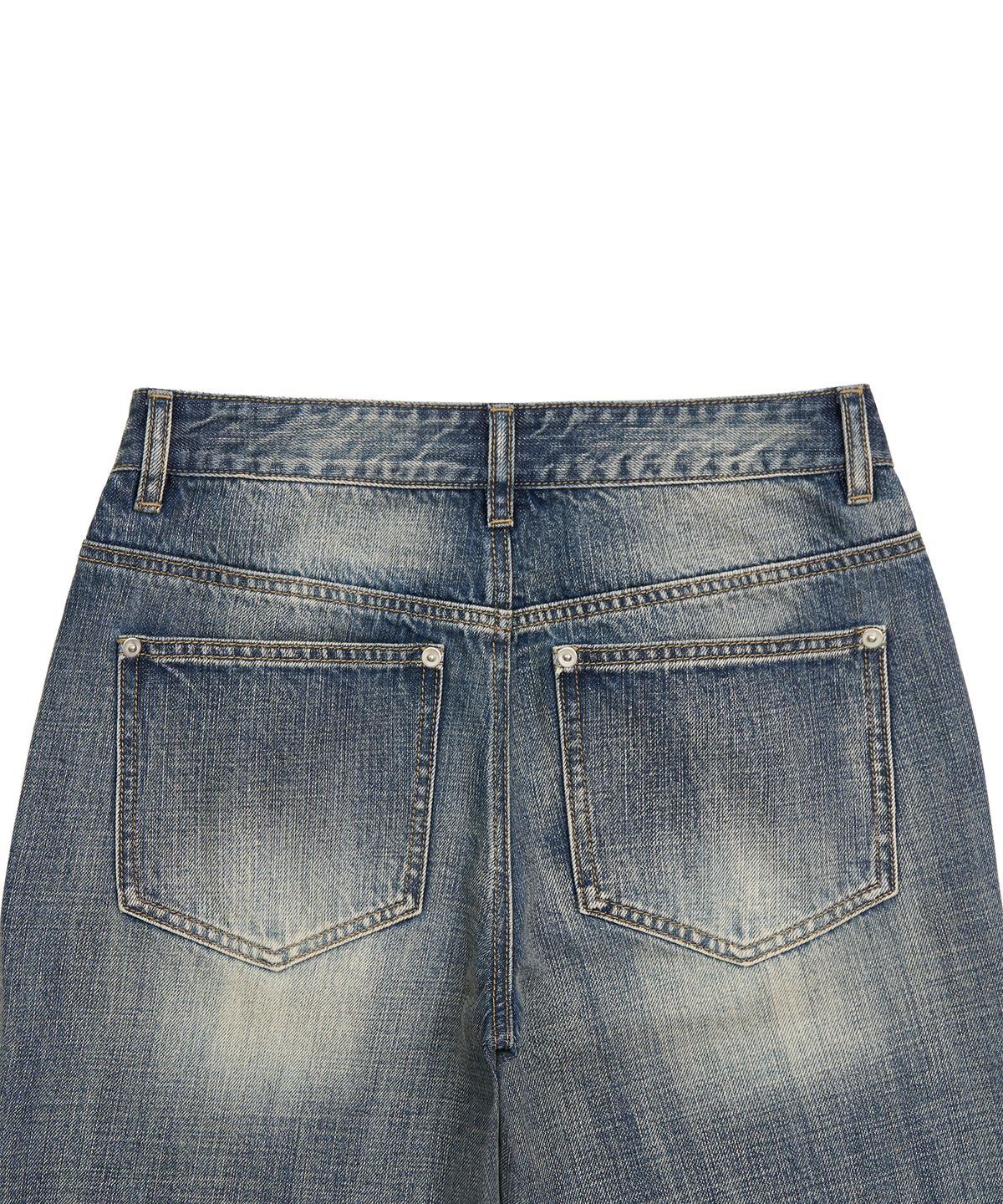 페플리(PEPLEE) Washed Denim Boots Cut Pants (Blue)