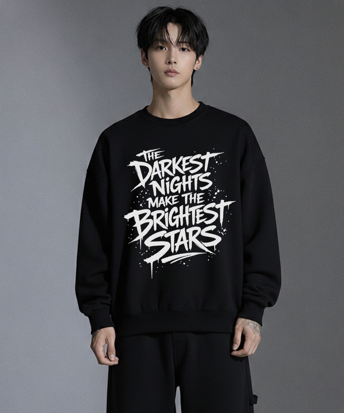 밴웍스(VANNWORKS) BRIGHTEST STAR 맨투맨 (VLS0221) 블랙
