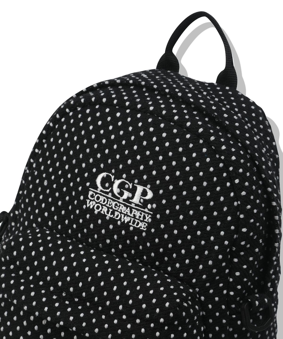 코드그라피(CGP) 스퀘어 로고 미니 패턴 백팩-블랙