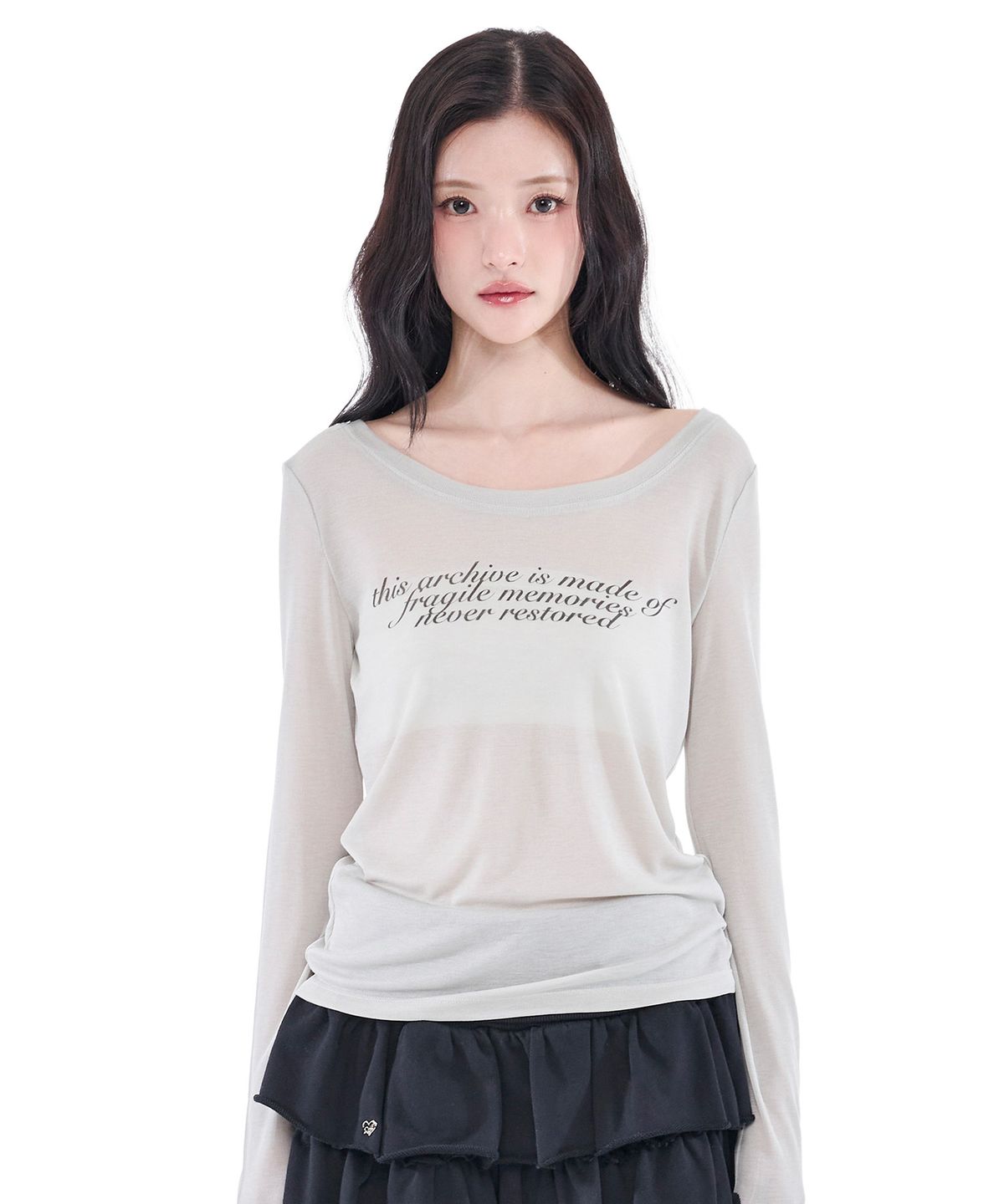 알키알카(ALKI ALKA) Sheer Long Sleeve (Light Gray)