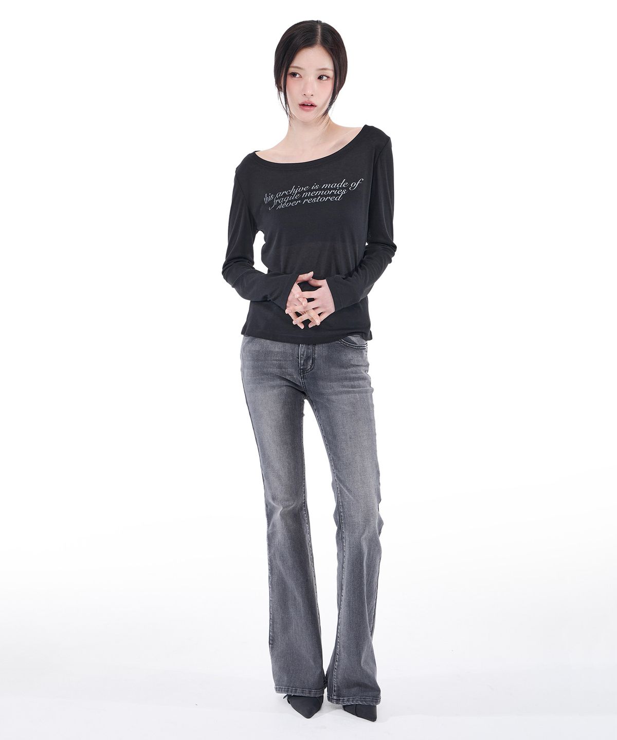 알키알카(ALKI ALKA) Sheer Long Sleeve (Black)