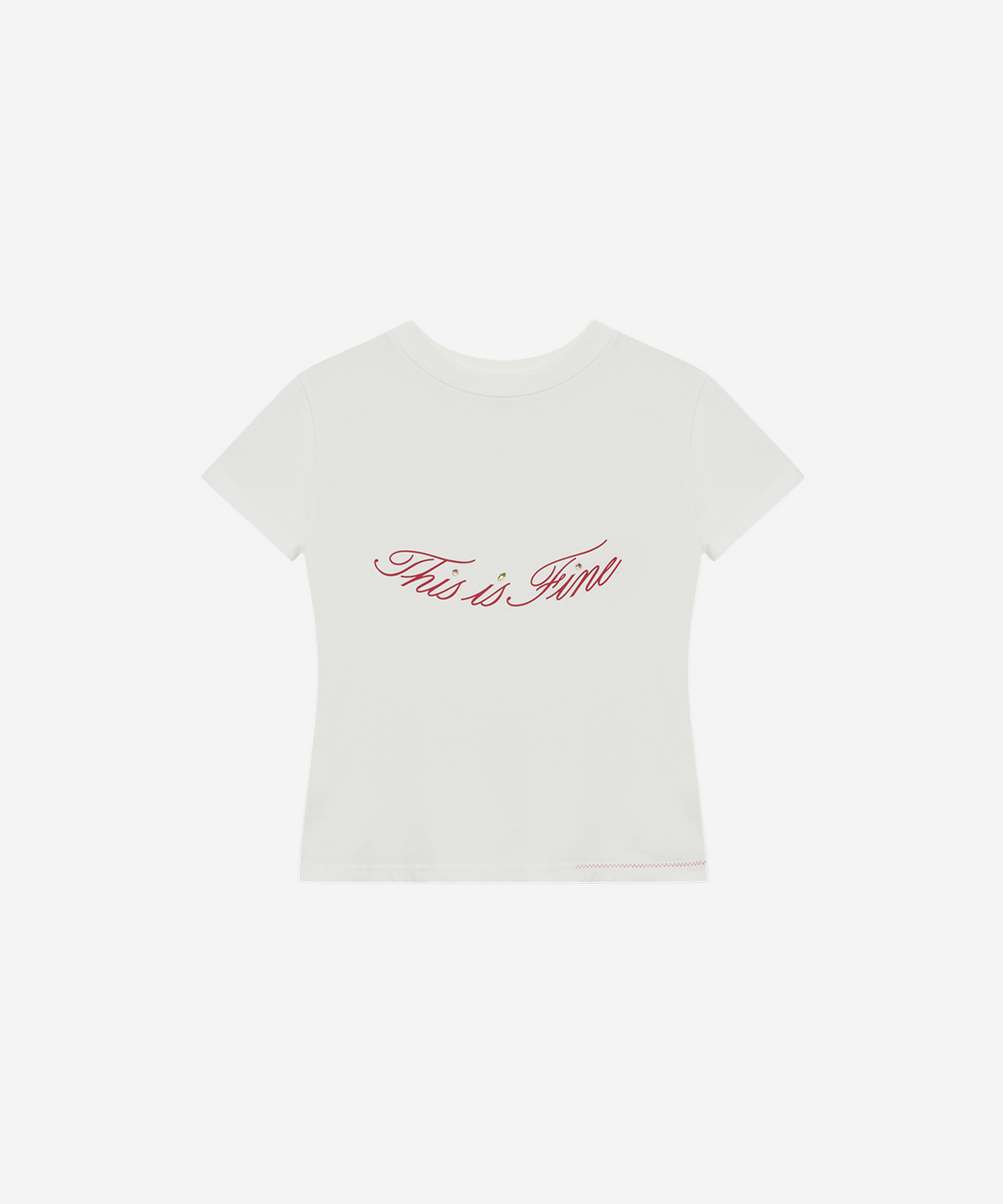 디스이즈파인(THIS IS FINE) 크롭 시그니처 티 화이트
