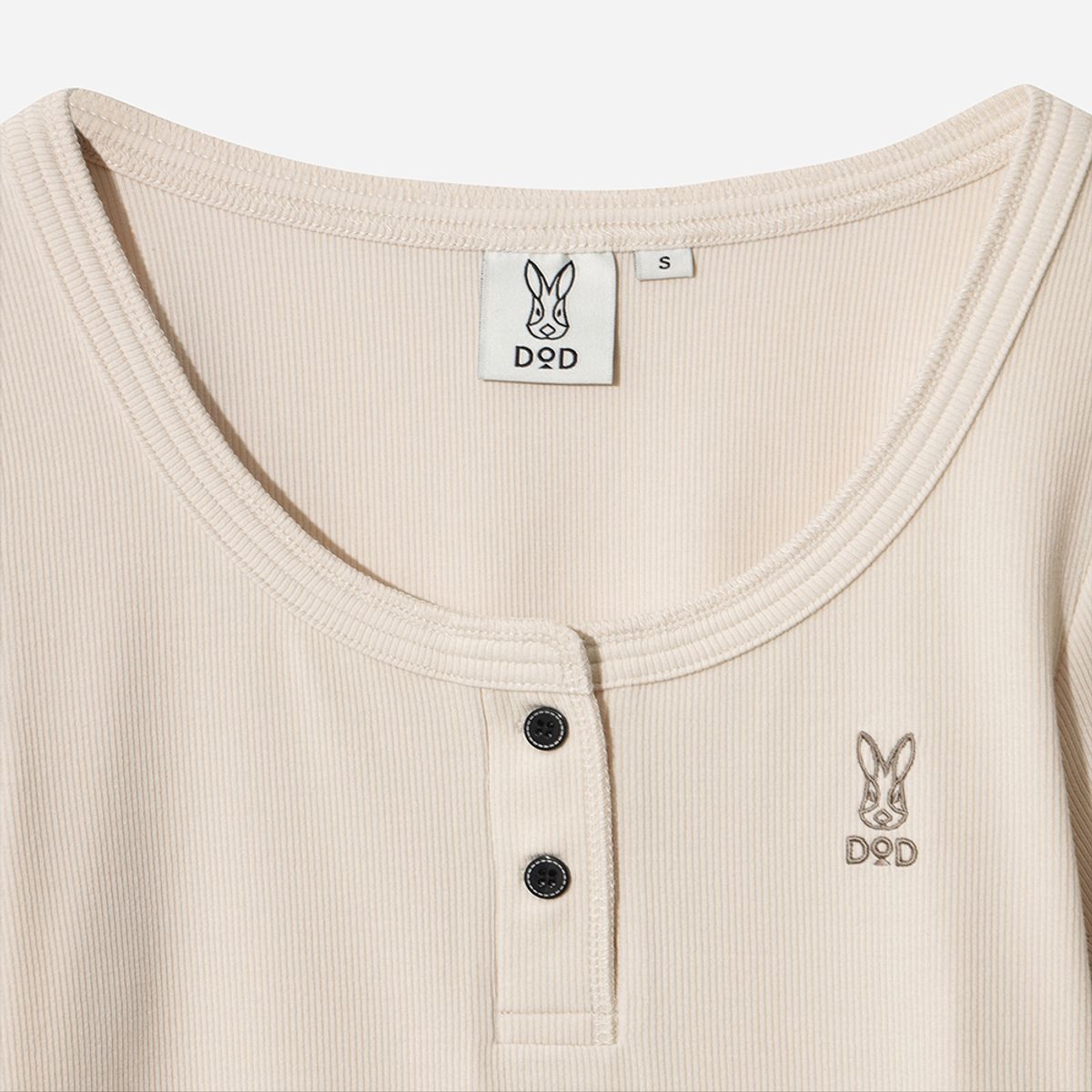 디오디(DOD) 여성) 골지 반팔 티셔츠(IVORY)