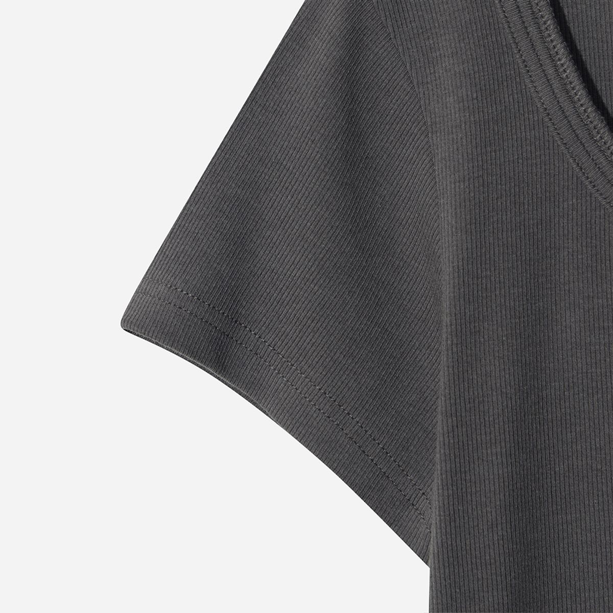 디오디(DOD) 여성) 골지 반팔 티셔츠(CHARCOAL)