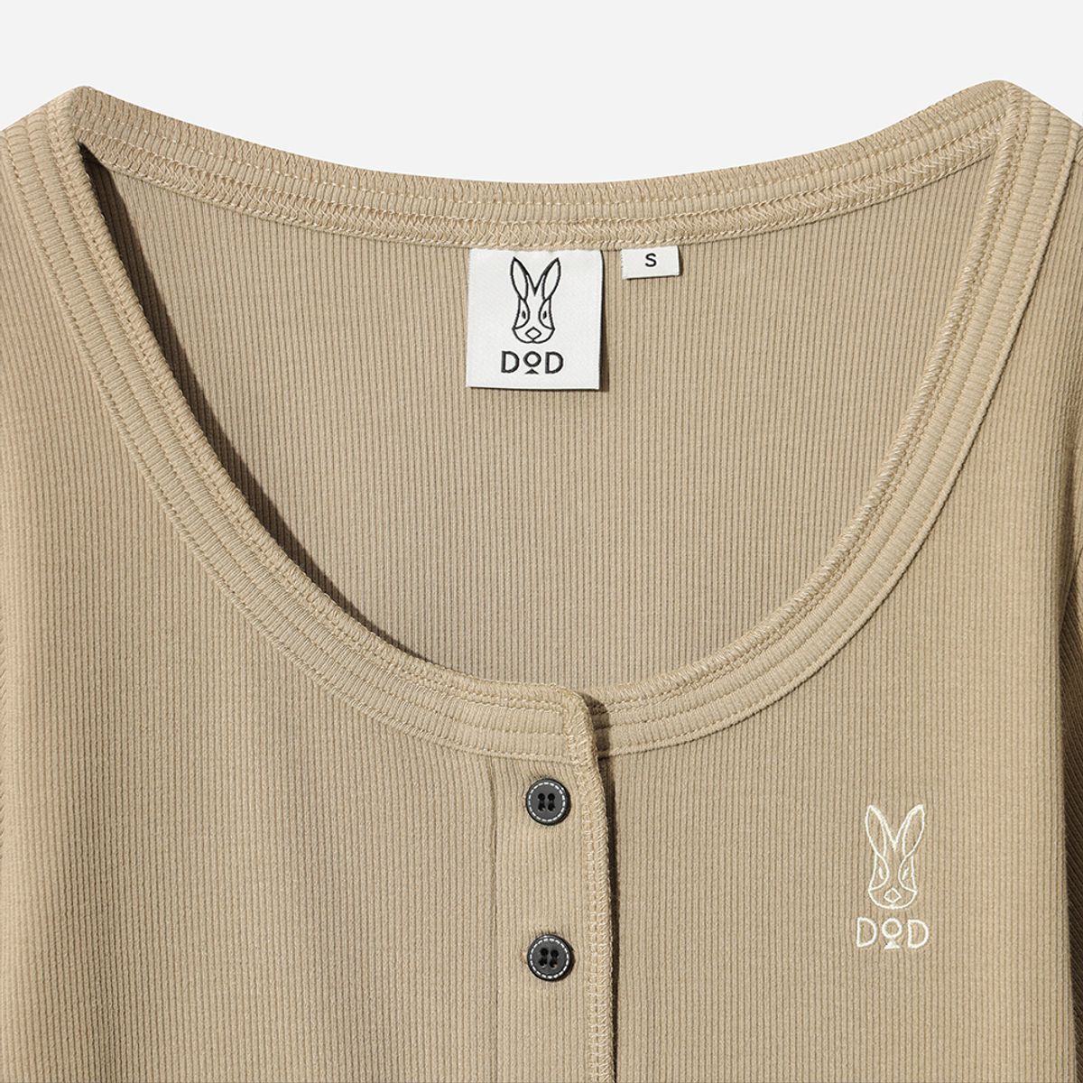디오디(DOD) 여성) 골지 반팔 티셔츠(BROWN)