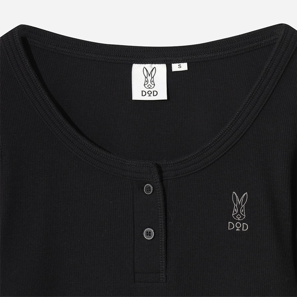디오디(DOD) 여성) 골지 반팔 티셔츠(BLACK)