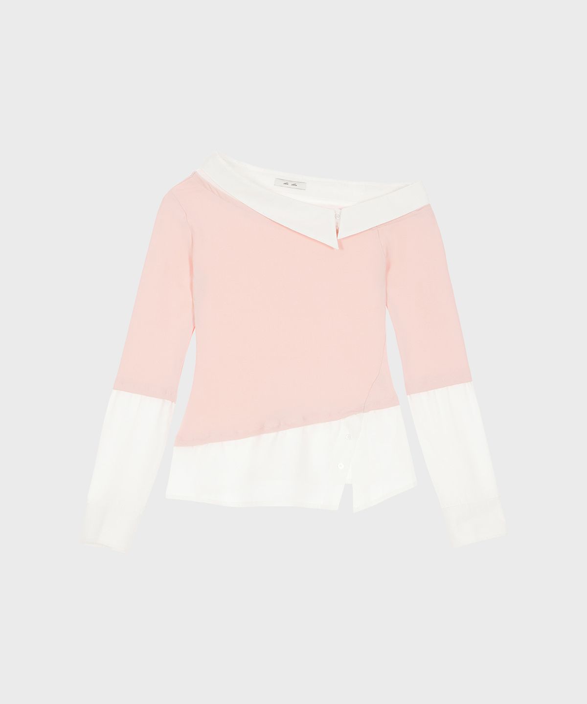 알키알카(ALKI ALKA) One-Shoulder Layered Top (Light Pink)