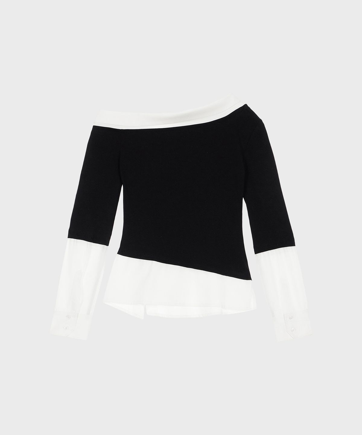 알키알카(ALKI ALKA) One-Shoulder Layered Top (Black)