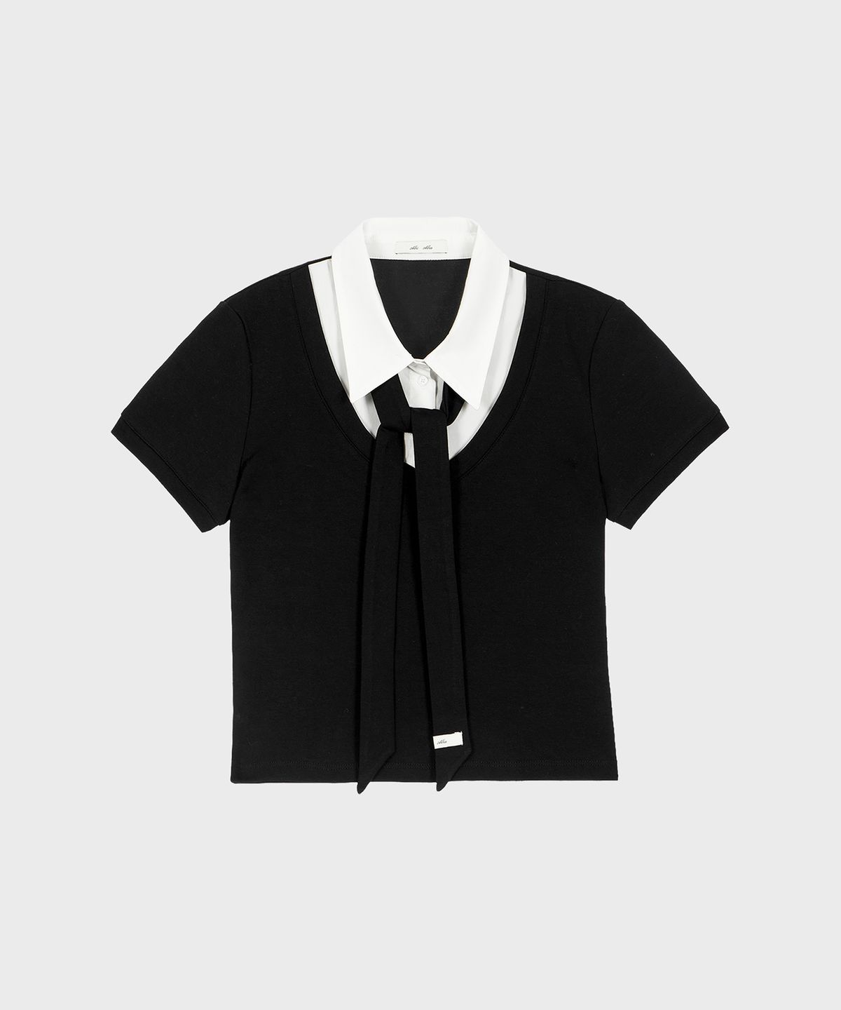 알키알카(ALKI ALKA) Tie Layered Top (Black)