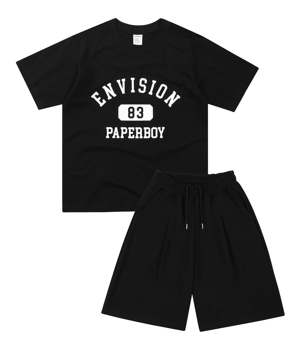 페이퍼보이(PAPERBOY) [SET] 엔비젼 반팔 하프팬츠 셋업-화이트