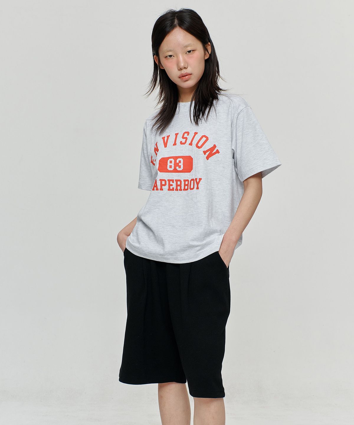 페이퍼보이(PAPERBOY) [SET] 엔비젼 반팔 하프팬츠 셋업-화이트