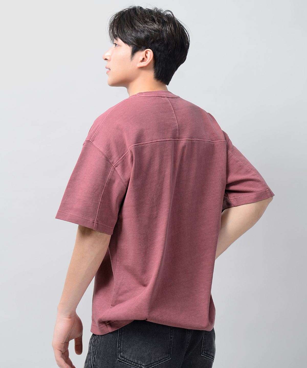 엑스오엑스(XOX) 피그먼트 워싱 뒷절개 반팔 티셔츠[PINK]