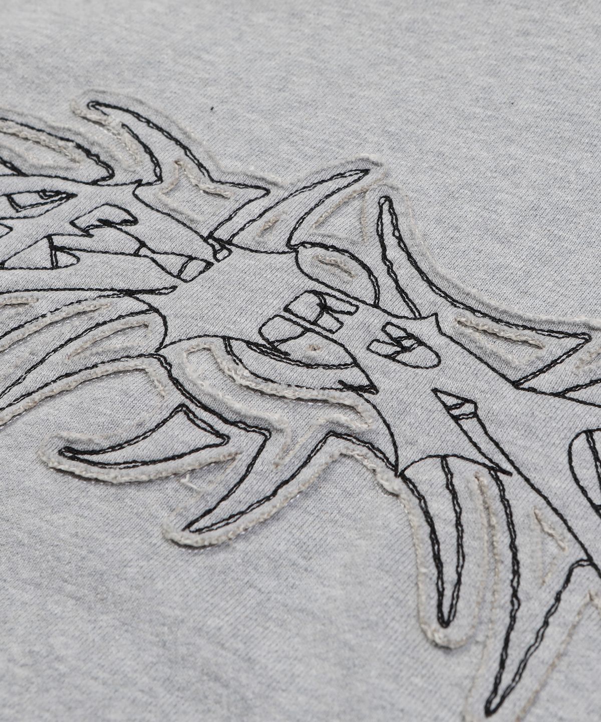 크리건(CRIGUN) TRIBAL APPLIQUE ZIP-UP HOODIE GREY