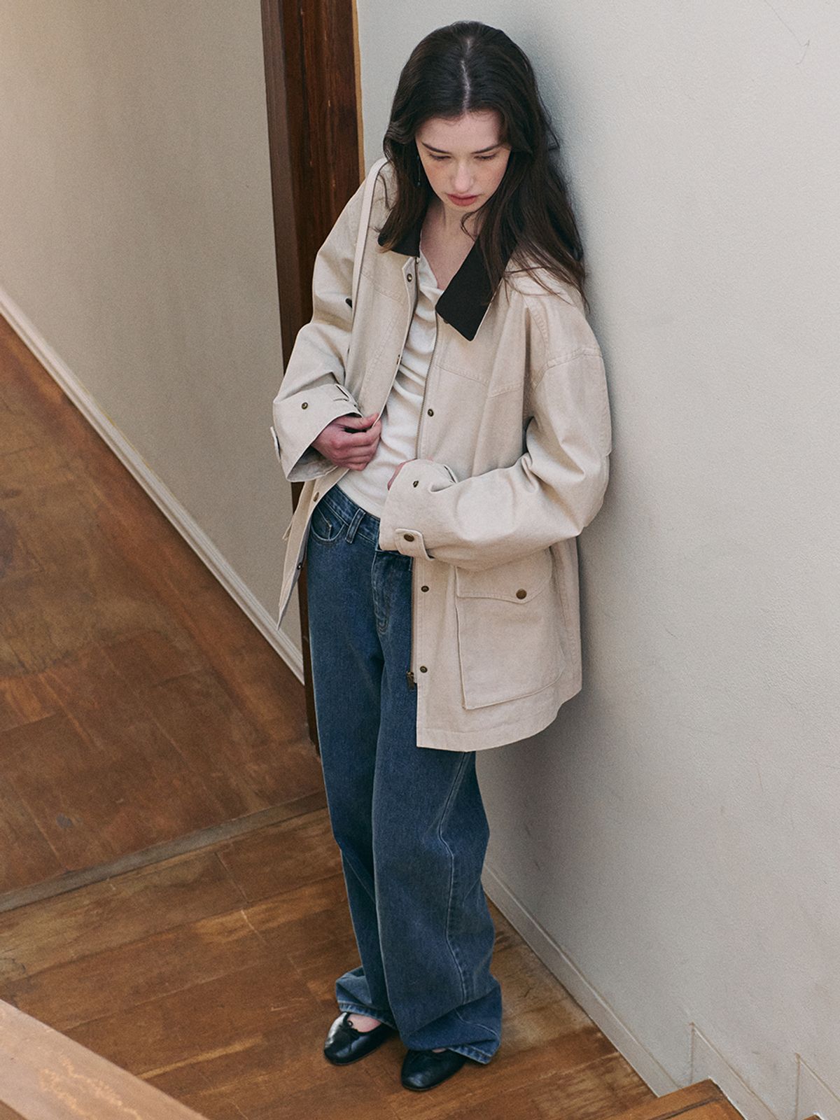 르니나(LENINA) RUBEN vintage half field jacket_BEIGE