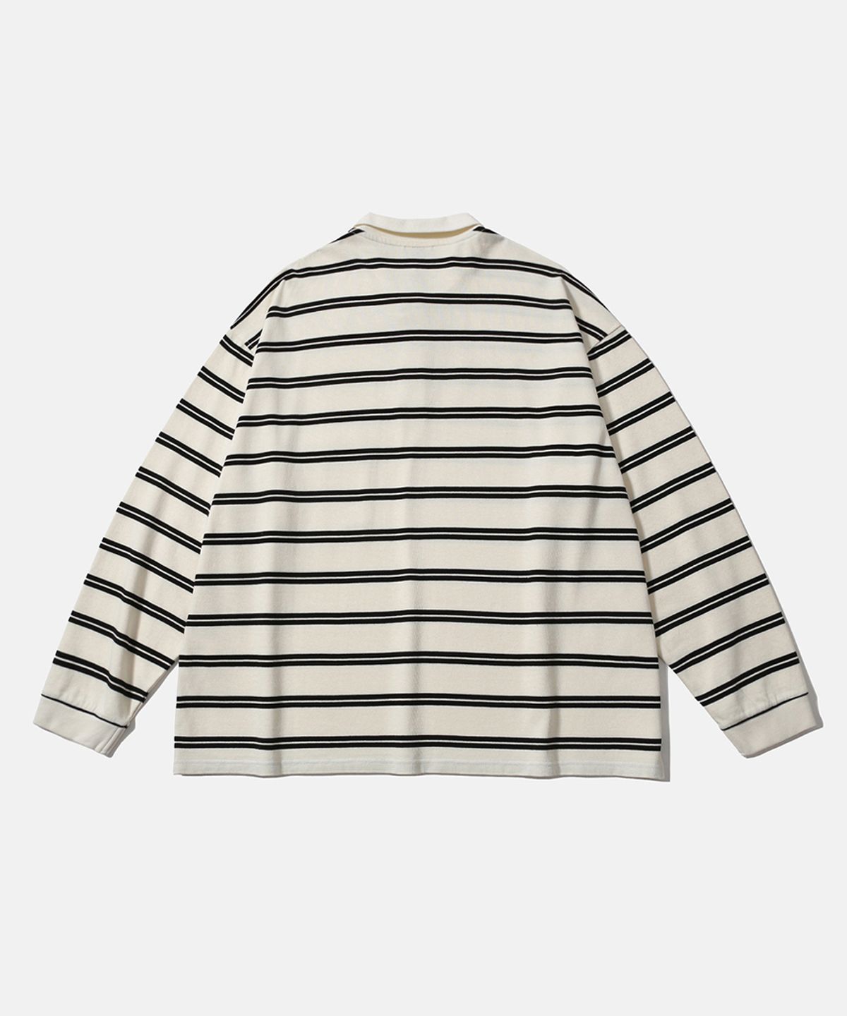 모이프(MOIF) [SS26] WIDE POLO L/S SHIRT / ECRU STRIPE