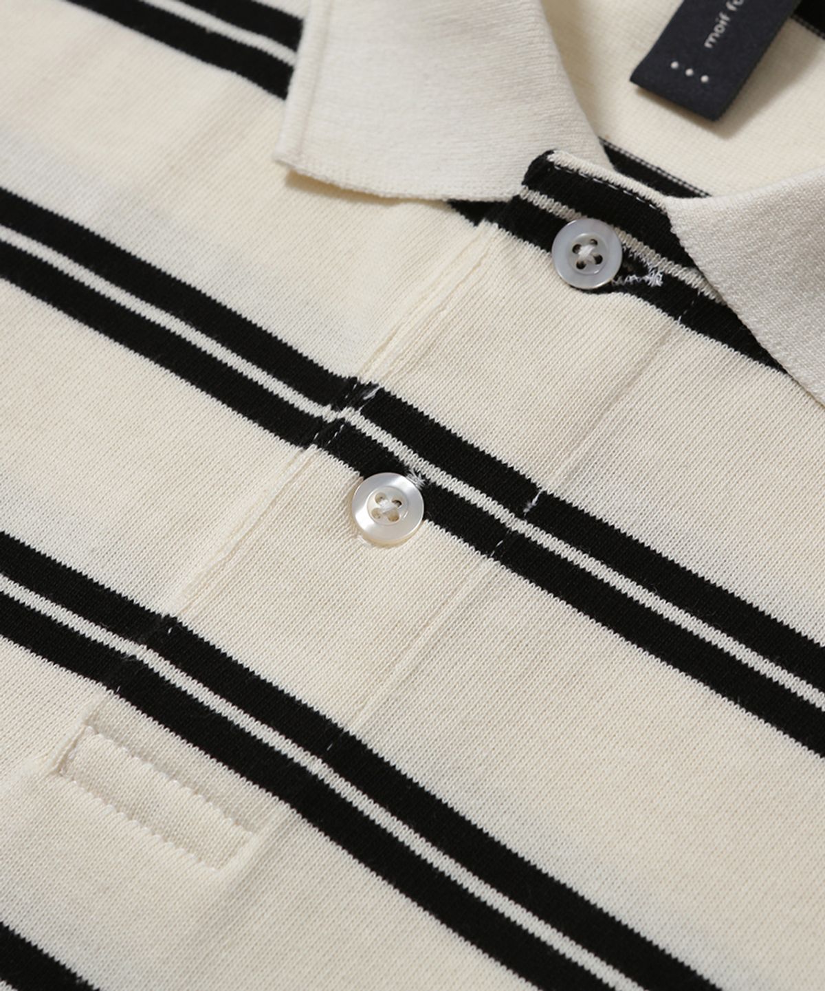 모이프(MOIF) [SS26] WIDE POLO L/S SHIRT / ECRU STRIPE