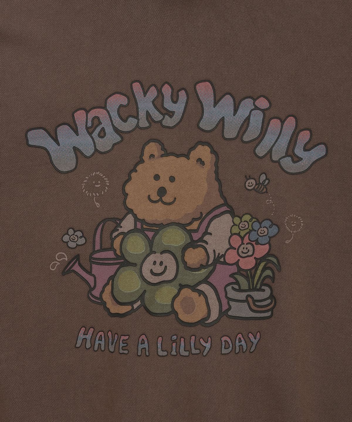 와키윌리(WACKY WILLY) 우먼스 그래픽 세미오버 후디 브라운
