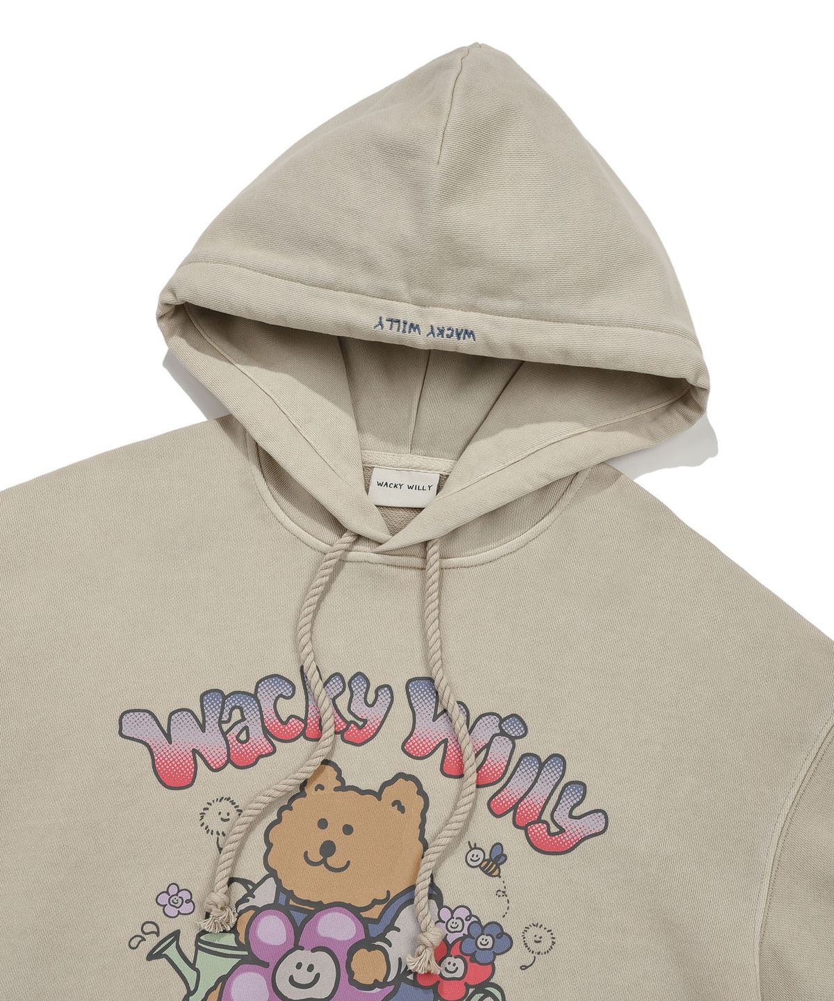 와키윌리(WACKY WILLY) 우먼스 그래픽 세미오버 후디 베이지