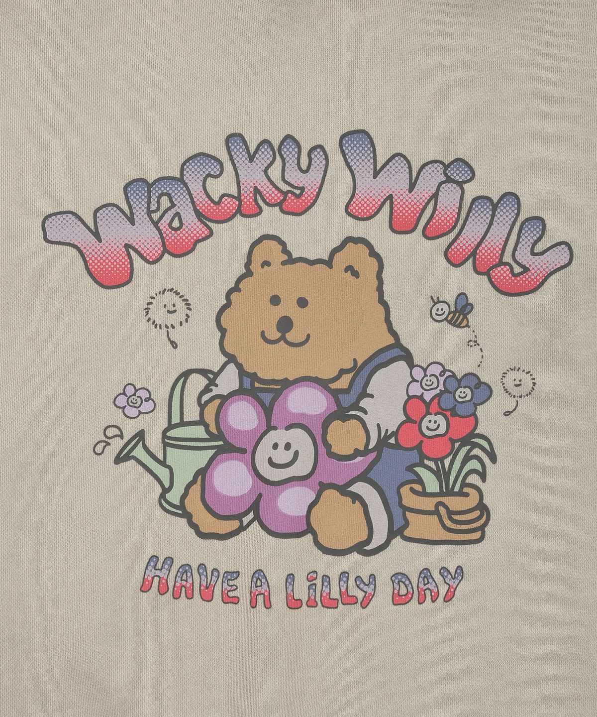 와키윌리(WACKY WILLY) 우먼스 그래픽 세미오버 후디 베이지