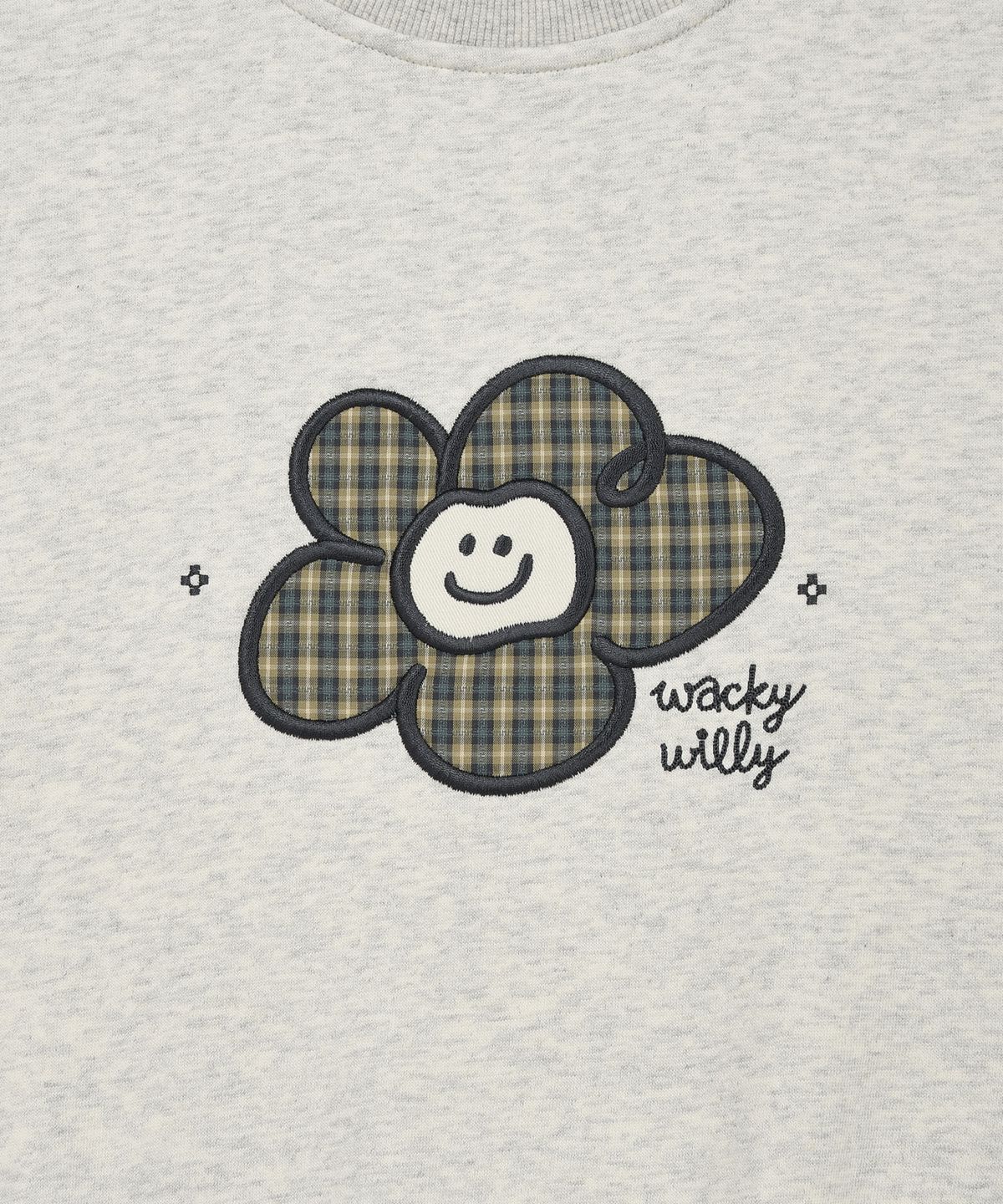 와키윌리(WACKY WILLY) 우먼스 체크 릴리 크롭 맨투맨 오트밀