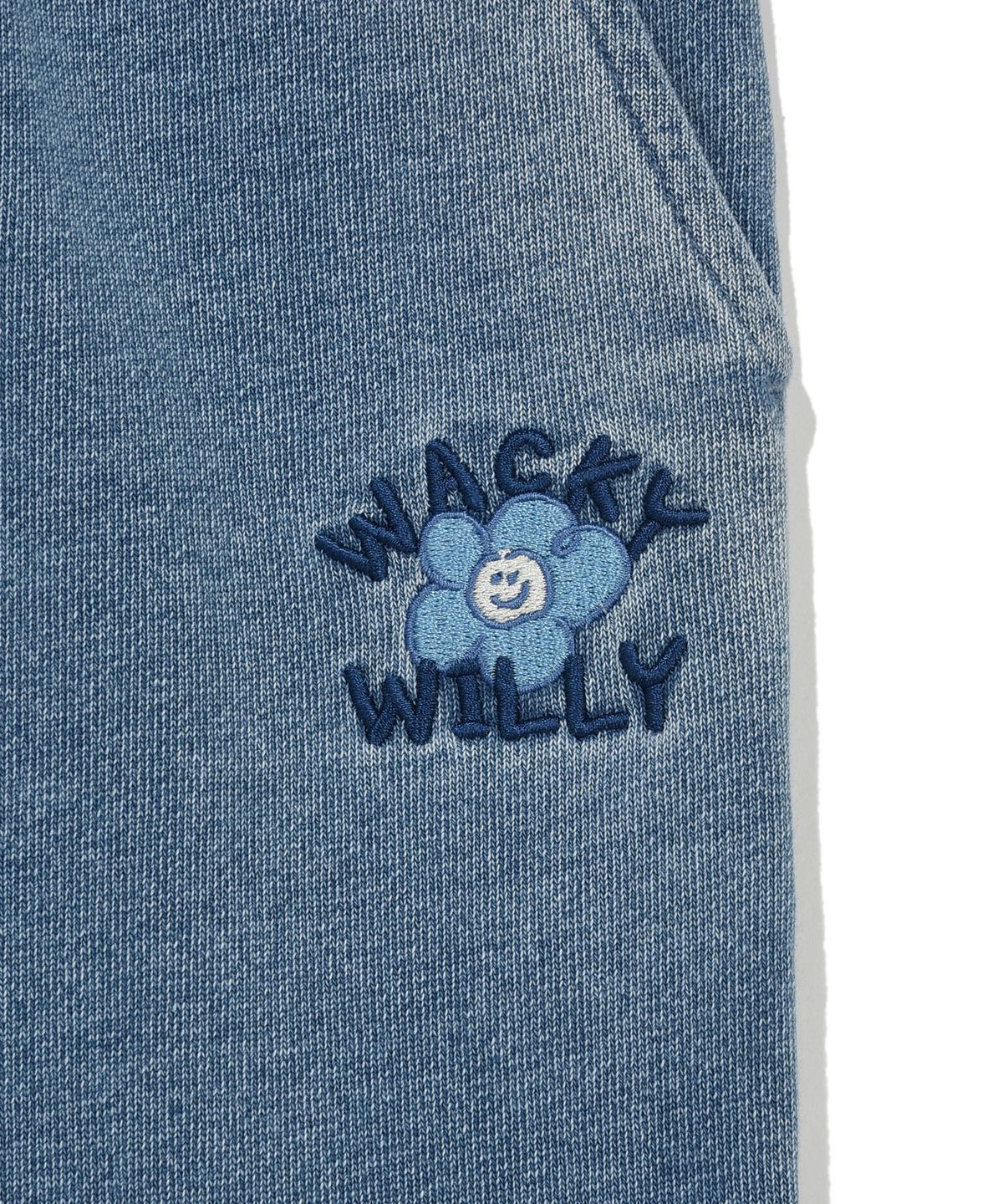 와키윌리(WACKY WILLY) 우먼스 데님워싱 세미와이드 카고팬츠 블루