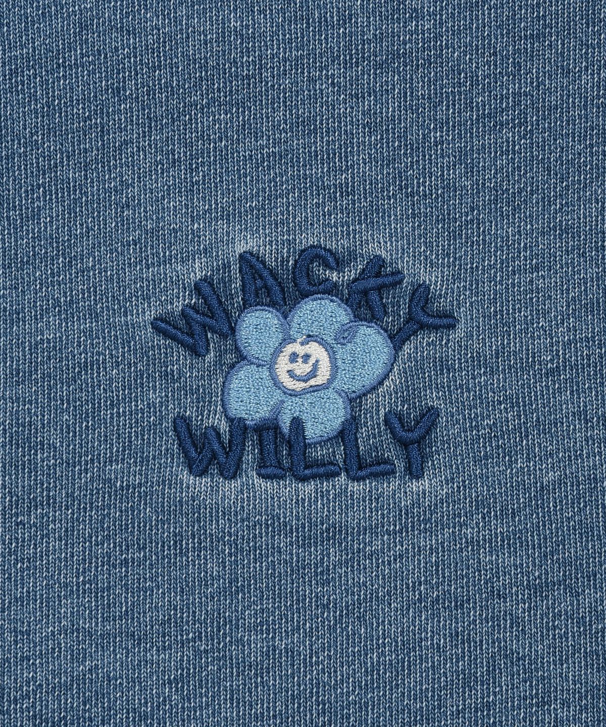 와키윌리(WACKY WILLY) [26SS] 우먼스 데님워싱 크롭 후드집업 블루