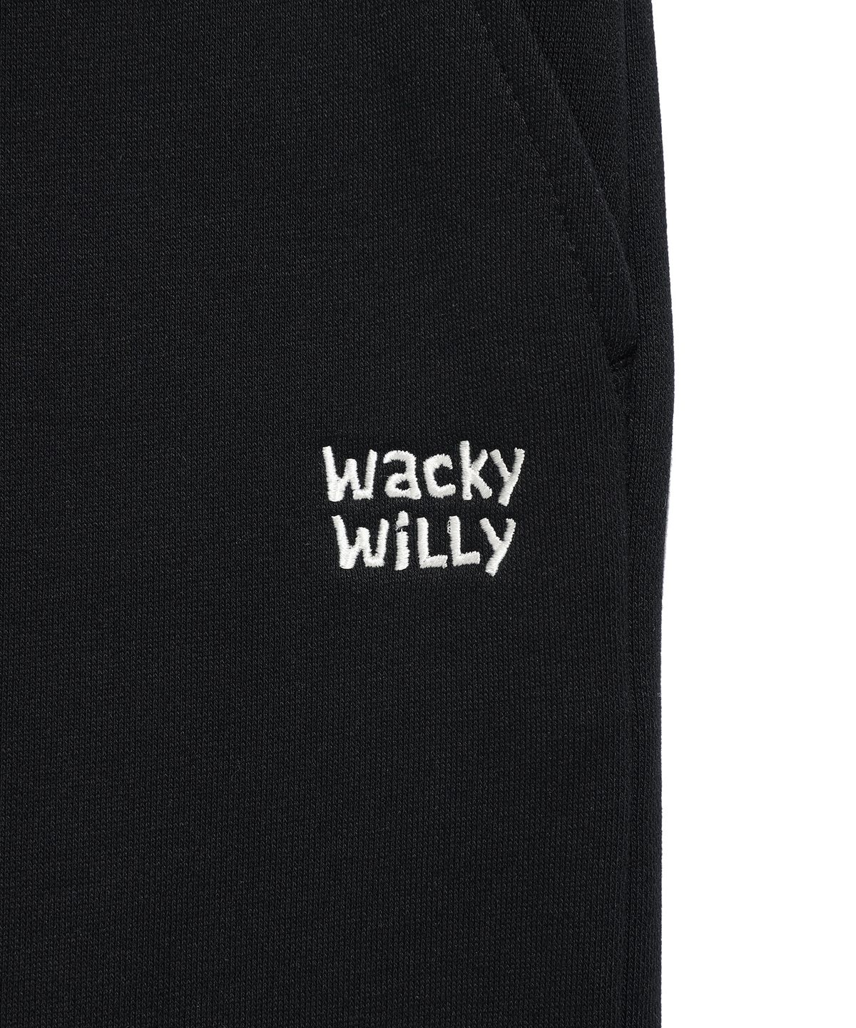 와키윌리(WACKY WILLY) 와이드 스웻 버뮤다 숏팬츠 블랙