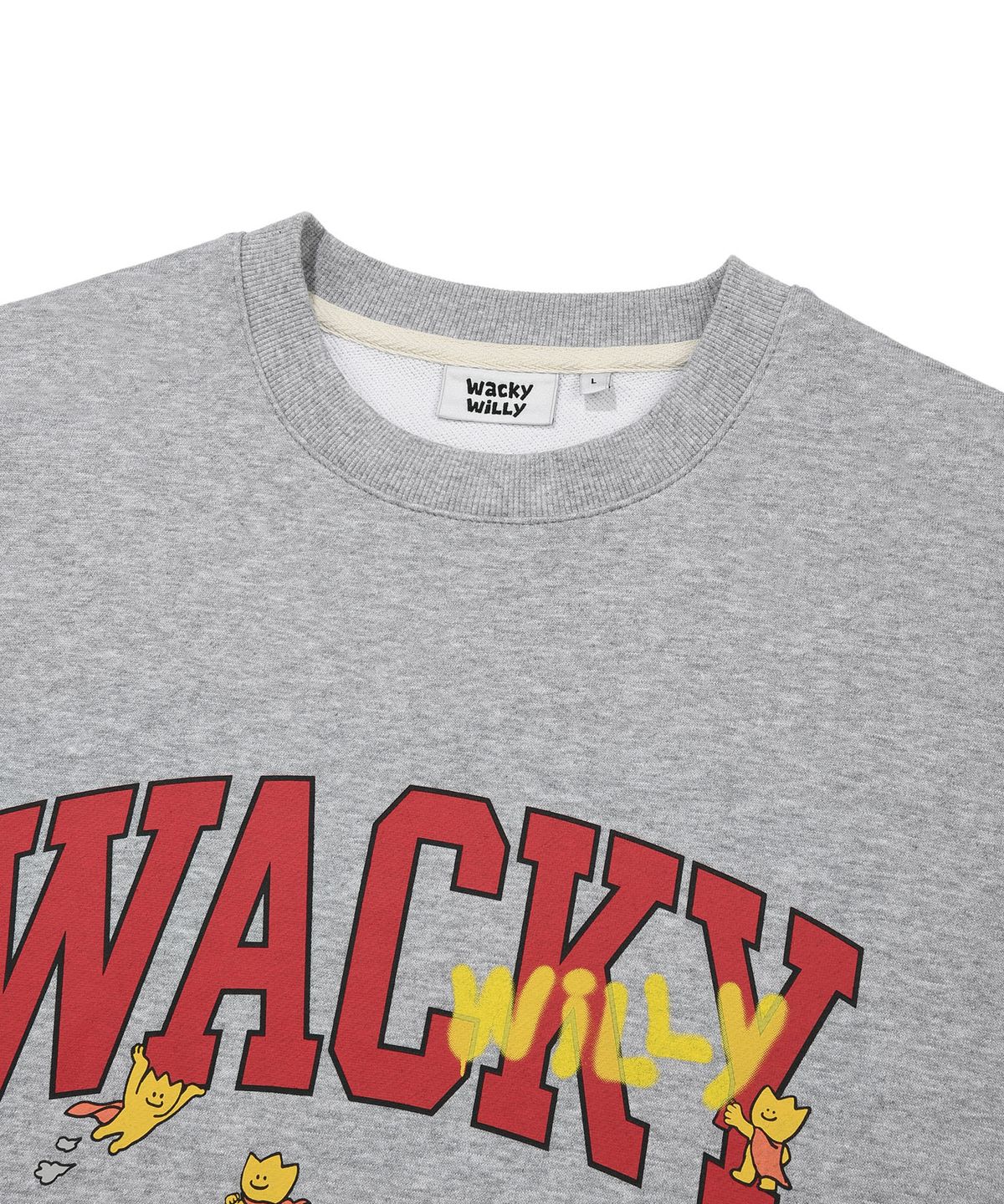 와키윌리(WACKY WILLY) 올드 스쿨 타이포 맨투맨 그레이
