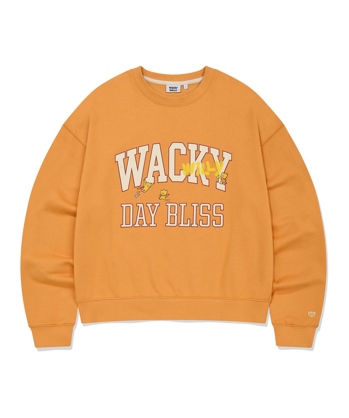 와키윌리(WACKY WILLY) 올드 스쿨 타이포 맨투맨 오렌지