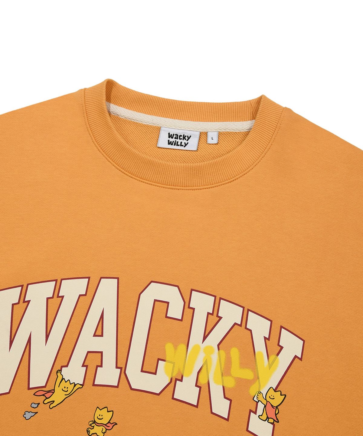 와키윌리(WACKY WILLY) 올드 스쿨 타이포 맨투맨 오렌지