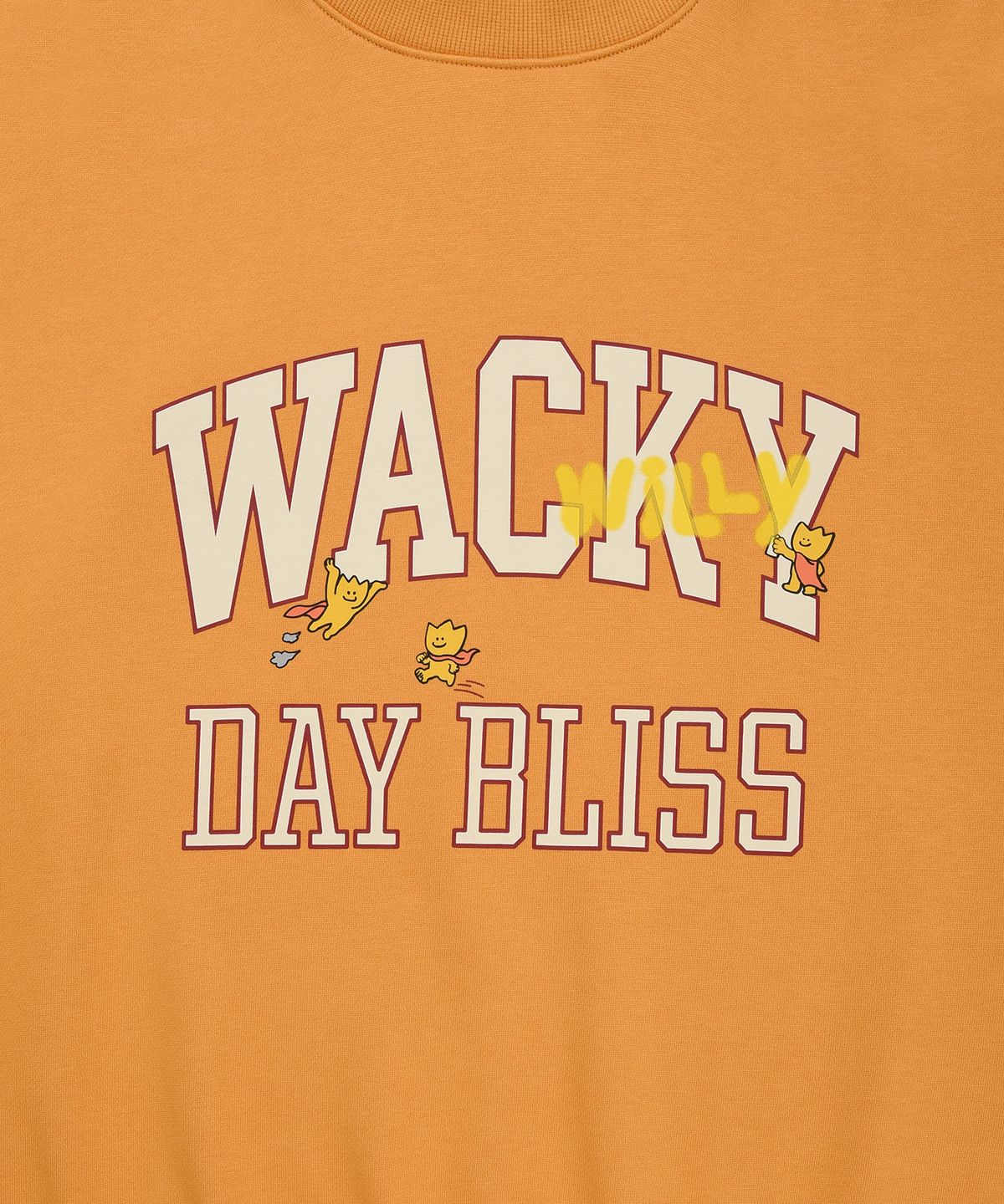 와키윌리(WACKY WILLY) 올드 스쿨 타이포 맨투맨 오렌지