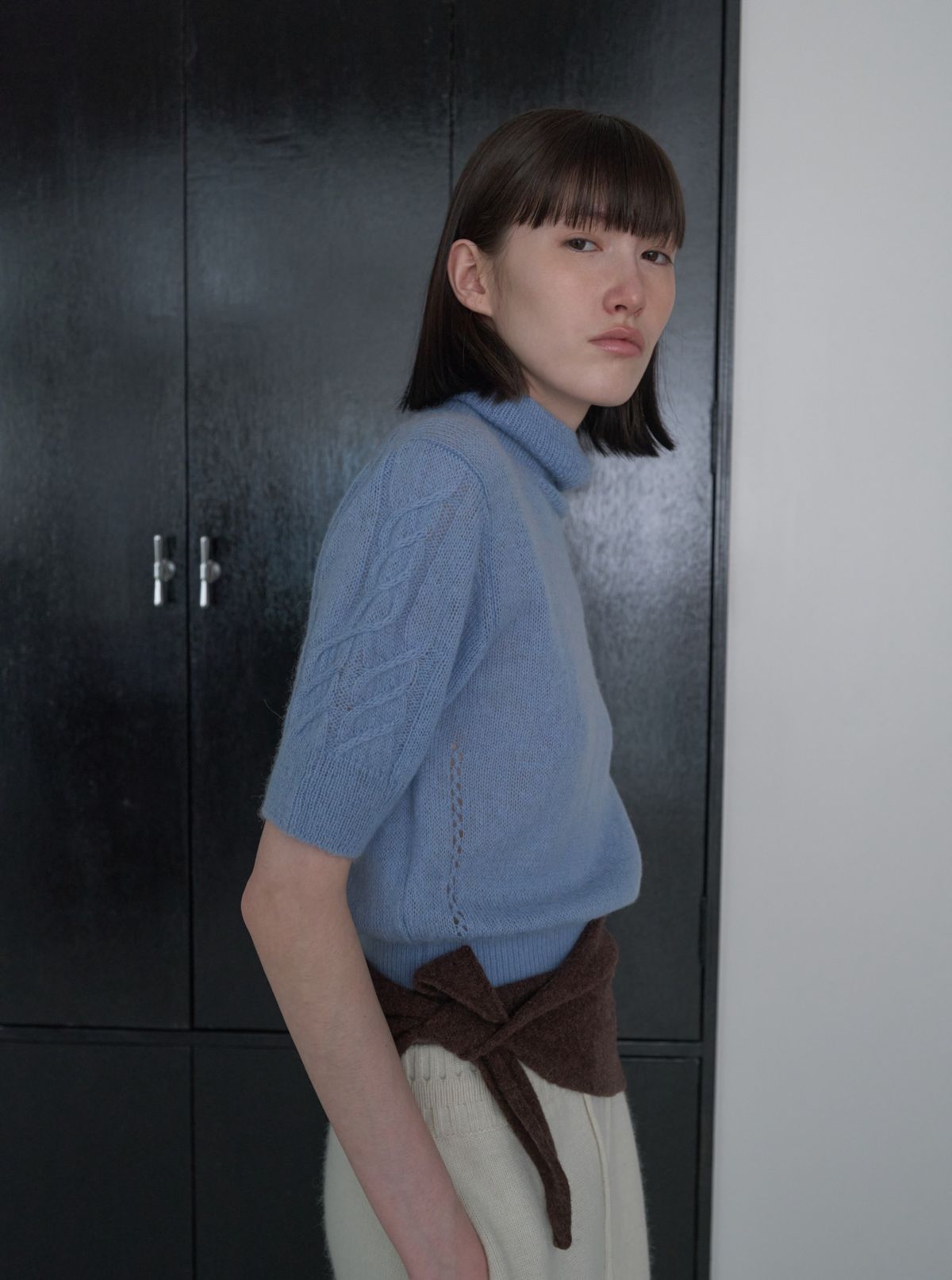 디에토(DEETO) Alpaca Half-Sleeve Turtleneck [BLUE]