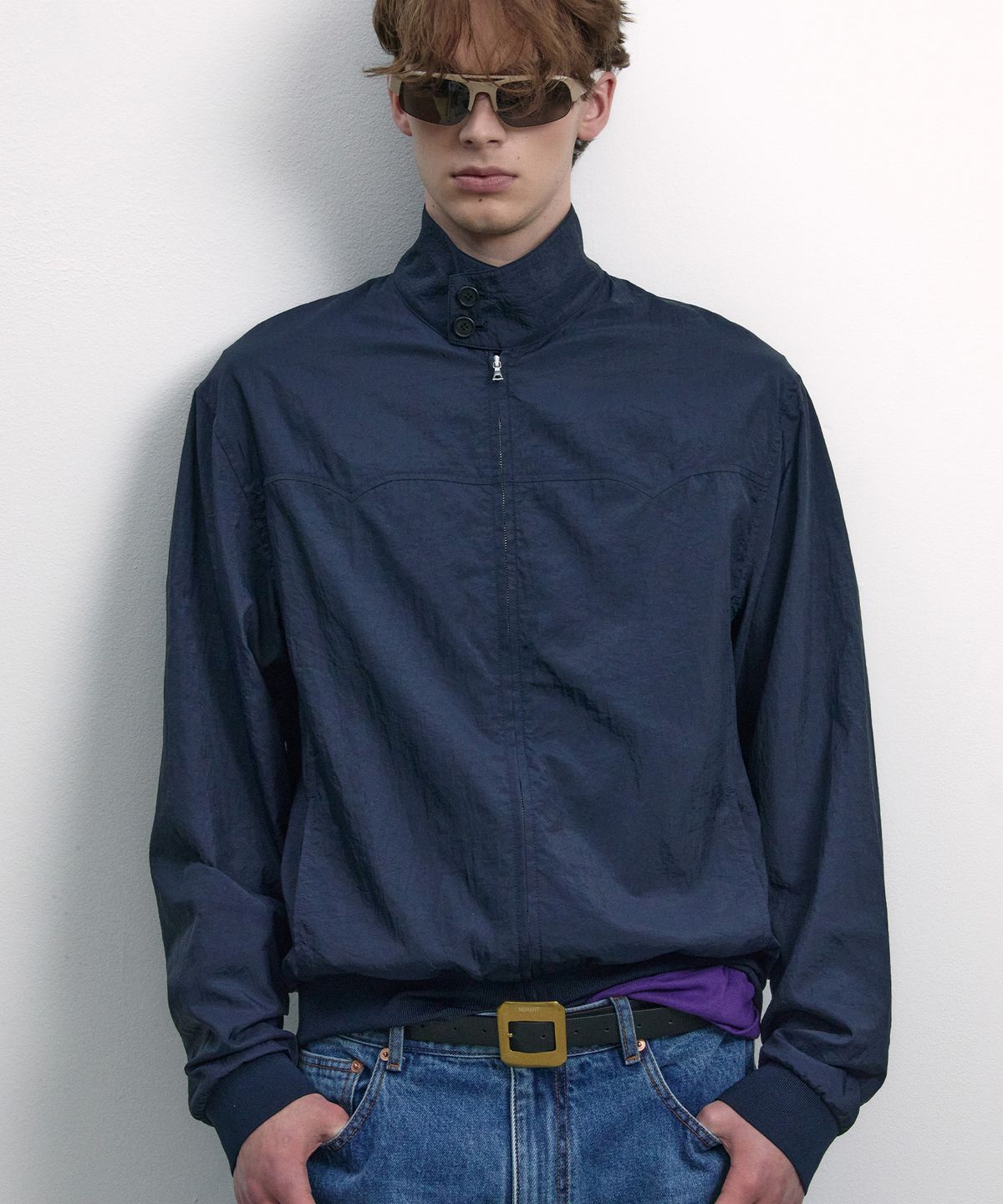 노앙(NOHANT) LIGHT STAND-COLLAR BLOUSON NAVY