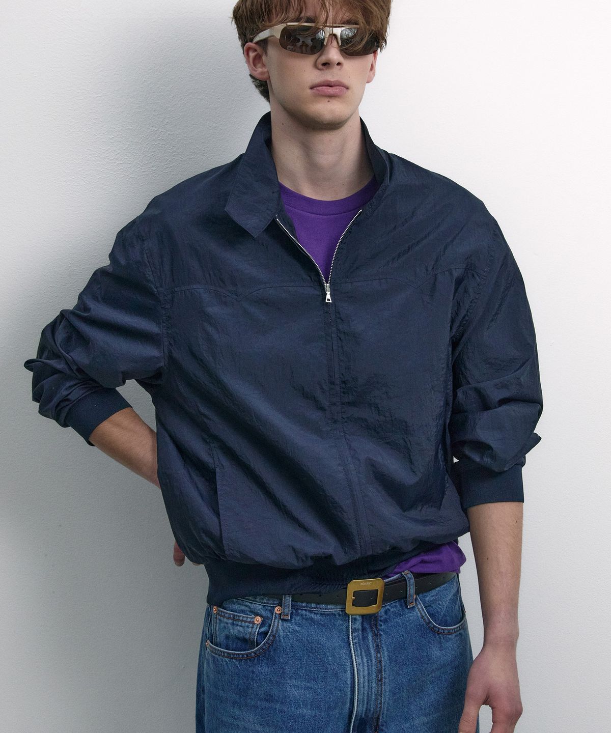 노앙(NOHANT) LIGHT STAND-COLLAR BLOUSON NAVY