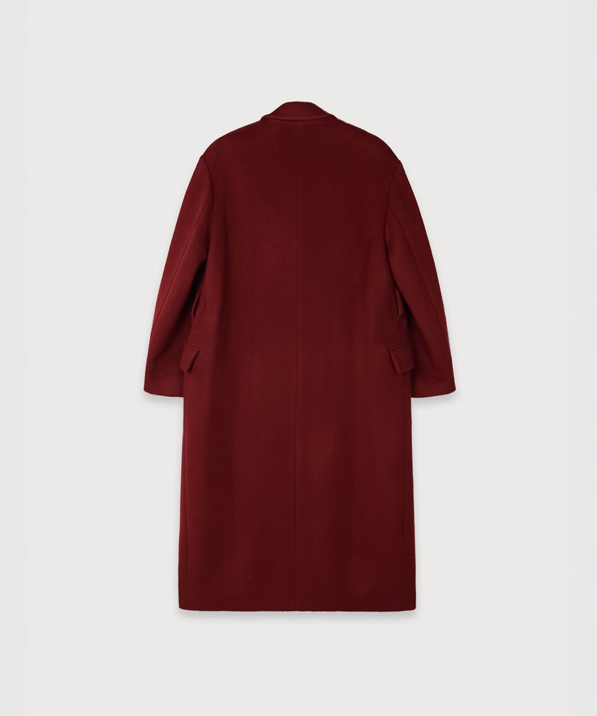 뮤제(MUSEE) LONDON Merino Wool Double Oversized Tailored Coat_Burgundy