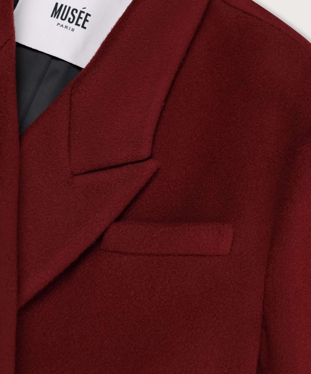 뮤제(MUSEE) LONDON Merino Wool Double Oversized Tailored Coat_Burgundy
