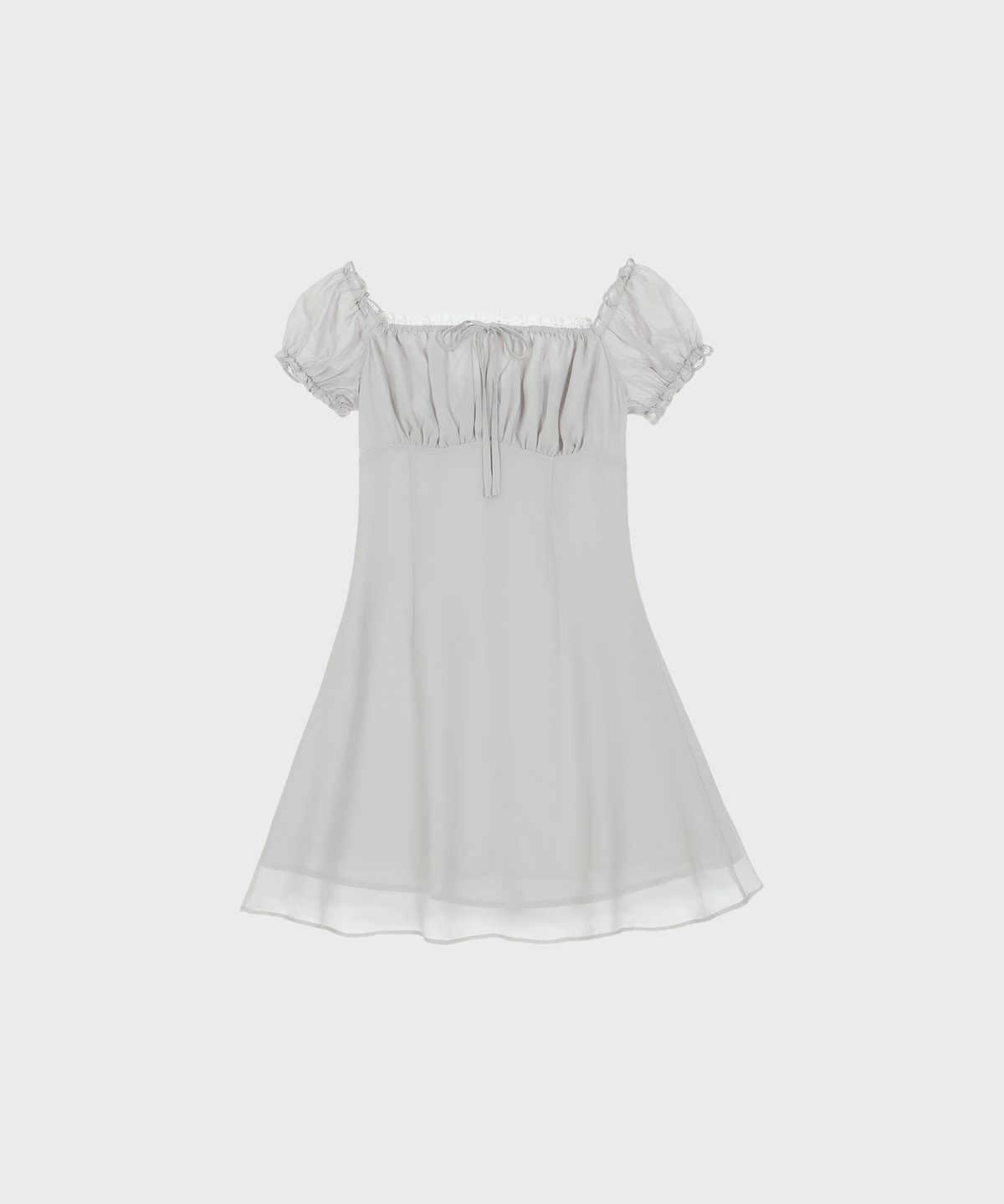 알키알카(ALKI ALKA) Puff Chiffon Mini Dress (Light Gray)