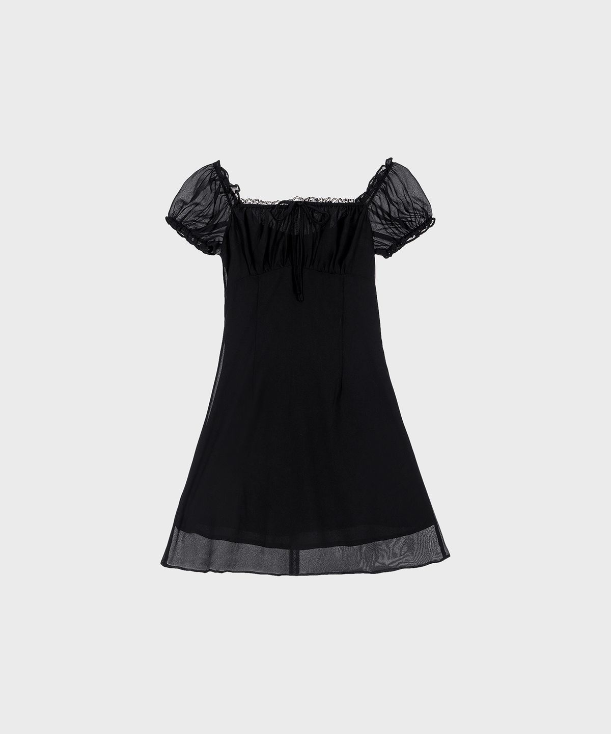 알키알카(ALKI ALKA) Puff Chiffon Mini Dress (Black)