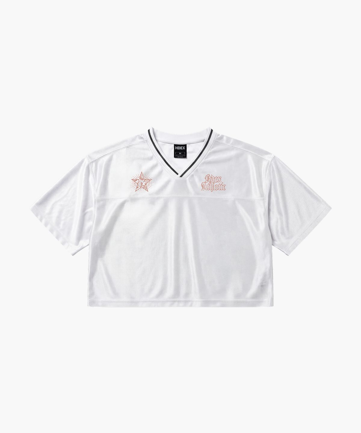 에이치덱스(HDEX) 스타 사틴 크롭 숏 슬리브 (White)