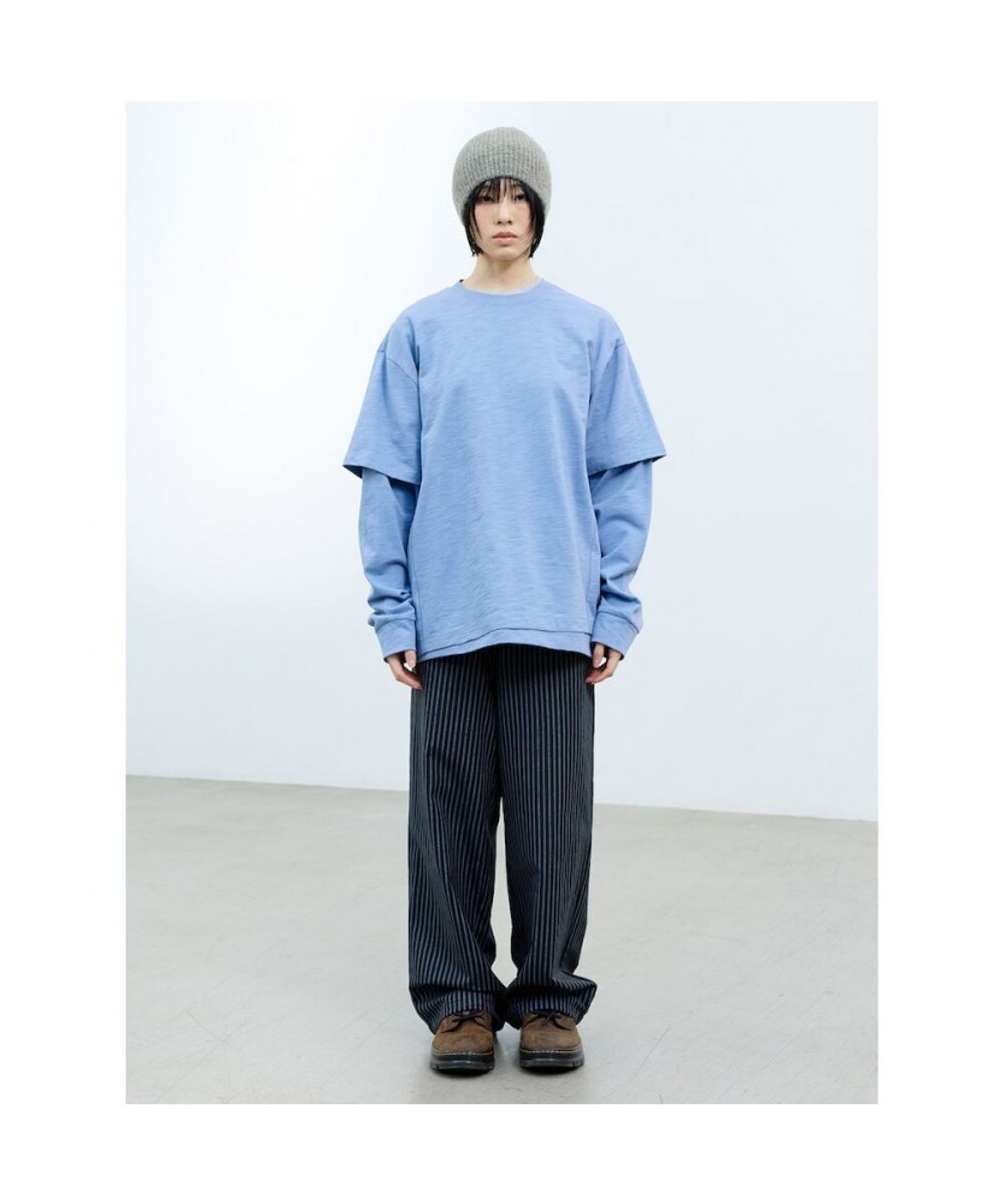 샌드 사운드(SAND SOUND) (UNISEX) 슬럽 레이어드 티셔츠  스카이 블루