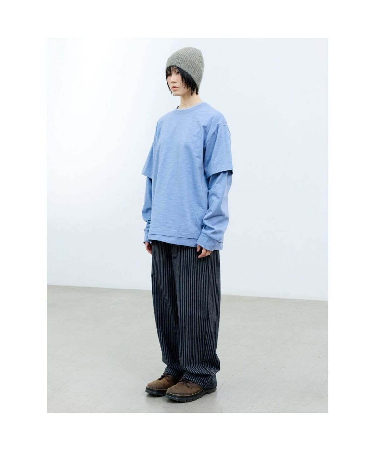 샌드 사운드(SAND SOUND) (UNISEX) 슬럽 레이어드 티셔츠  스카이 블루