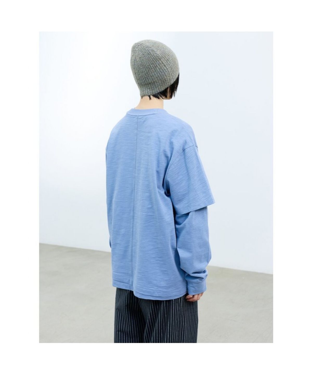 샌드 사운드(SAND SOUND) (UNISEX) 슬럽 레이어드 티셔츠  스카이 블루