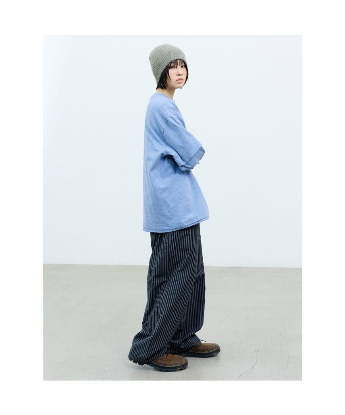 샌드 사운드(SAND SOUND) (UNISEX) 슬럽 레이어드 티셔츠  스카이 블루