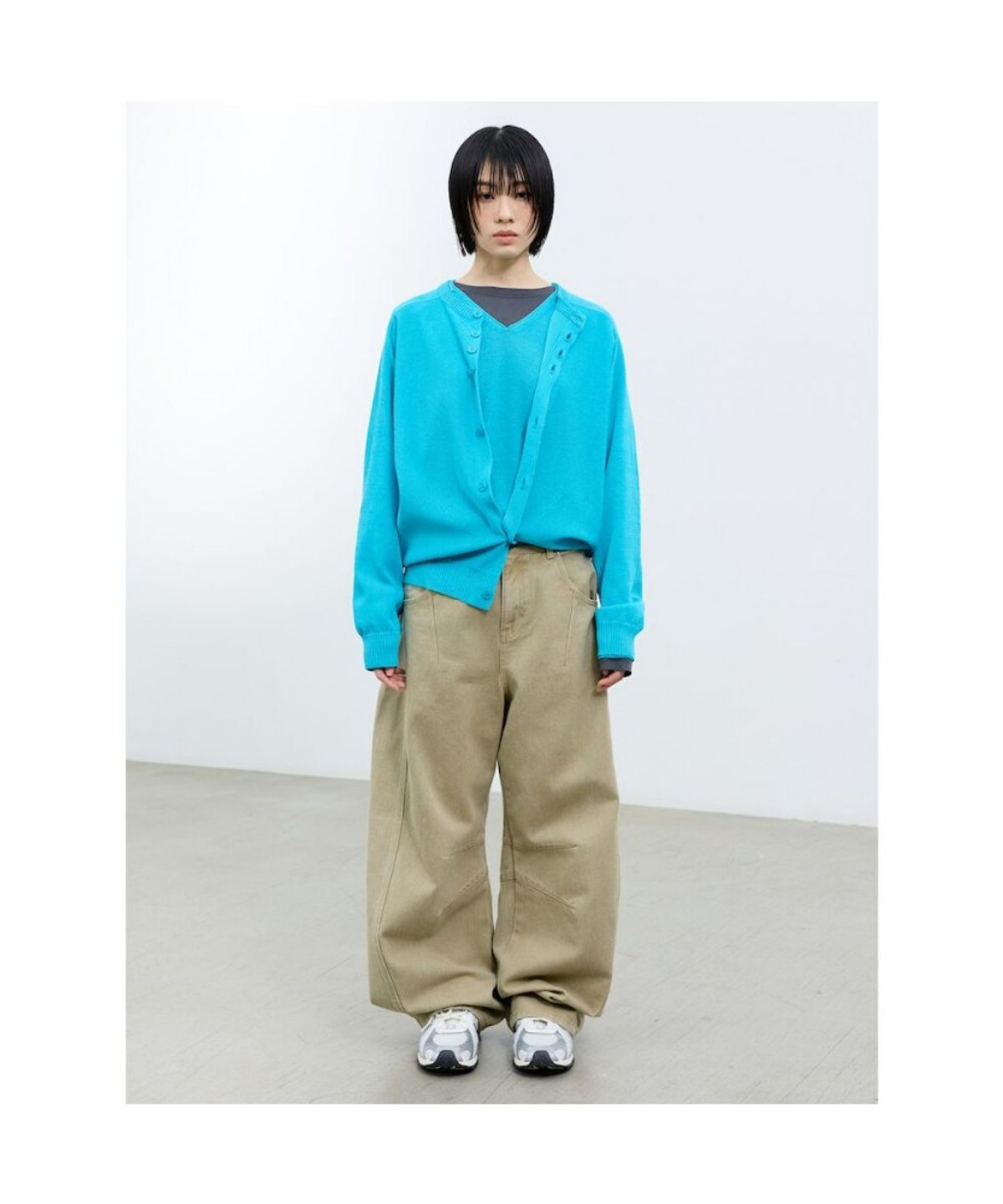 샌드 사운드(SAND SOUND) (UNISEX) 시어 라운드넥 카디건  블루