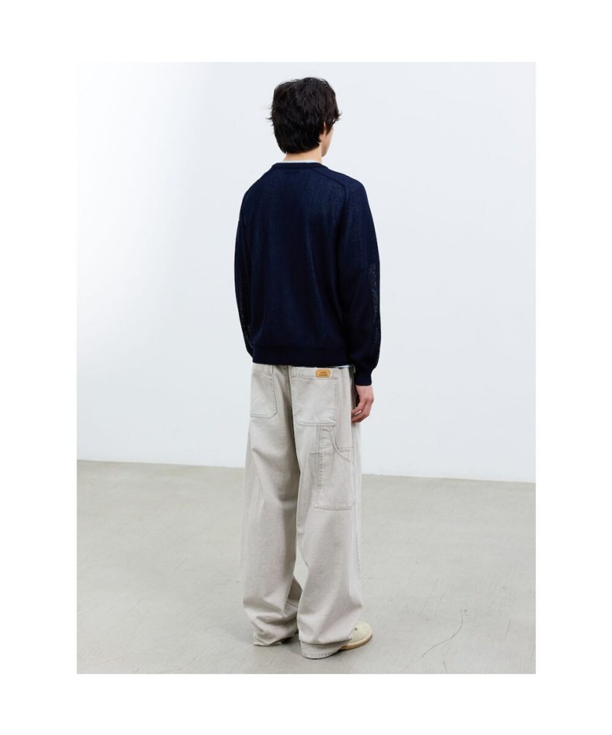 샌드 사운드(SAND SOUND) (UNISEX) 시어 라운드넥 카디건  네이비